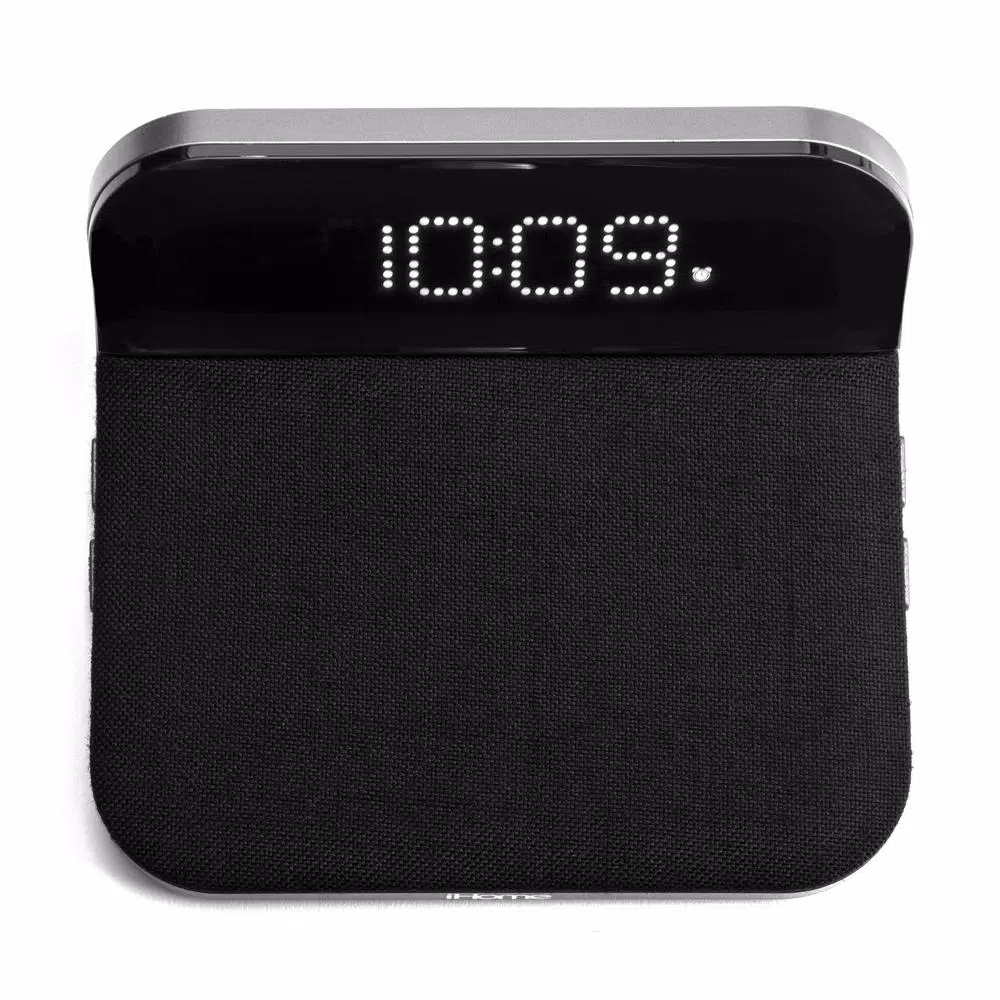 iHome Sleek Digital Alarm Clock with Qi Wireless Charging and USB Port, Designer Fabric Finish