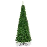 Costway 7.5 ft. Pre-Lit Slim Pencil Artificial Christmas Tree with 350 Multi-Color LED Lights thumbnail 2
