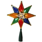 Northlight 8 in. Multi-Color Mosaic 8-Point Star Christmas Tree Topper with Clear Lights thumbnail 1