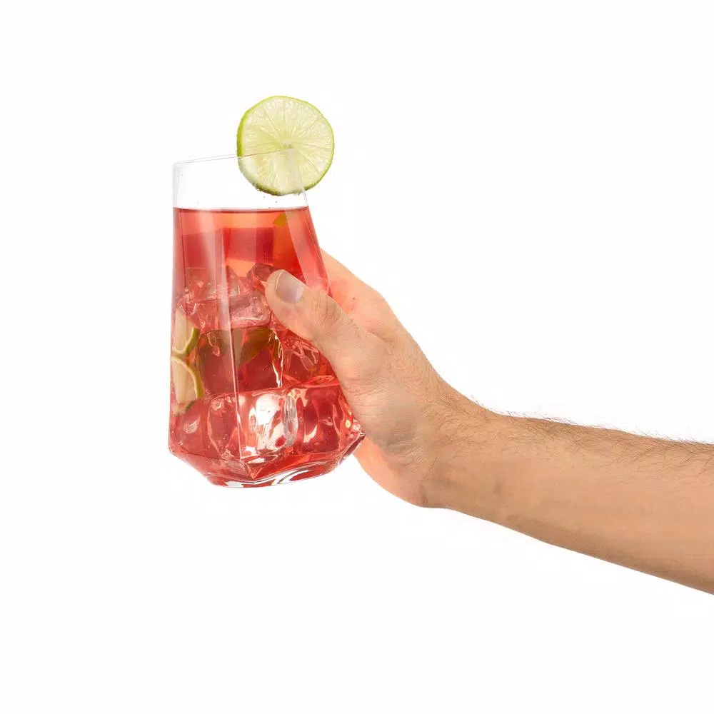 JoyJolt Infiniti 18 oz. Highball Glasses, Set of 4, Lead-Free Crystal Glassware
