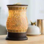 Candle Warmers Etc 8.8 in. Gilded Glass Illumination Fragrance Warmer with Gold Mosaic Design thumbnail 3