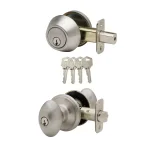 Copper Creek Colonial Egg Style Satin Stainless Steel Entry Door Knob and Single Cylinder Deadbolt Combo Pack thumbnail 1