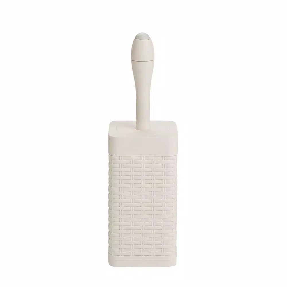 Mind Reader 12 in. Plastic Toilet Brush and Holder Set, Ivory