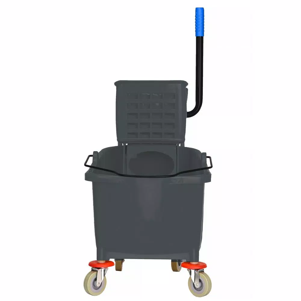 Alpine Industries 36 Qt. Mop Bucket with Side Press Wringer, Gray