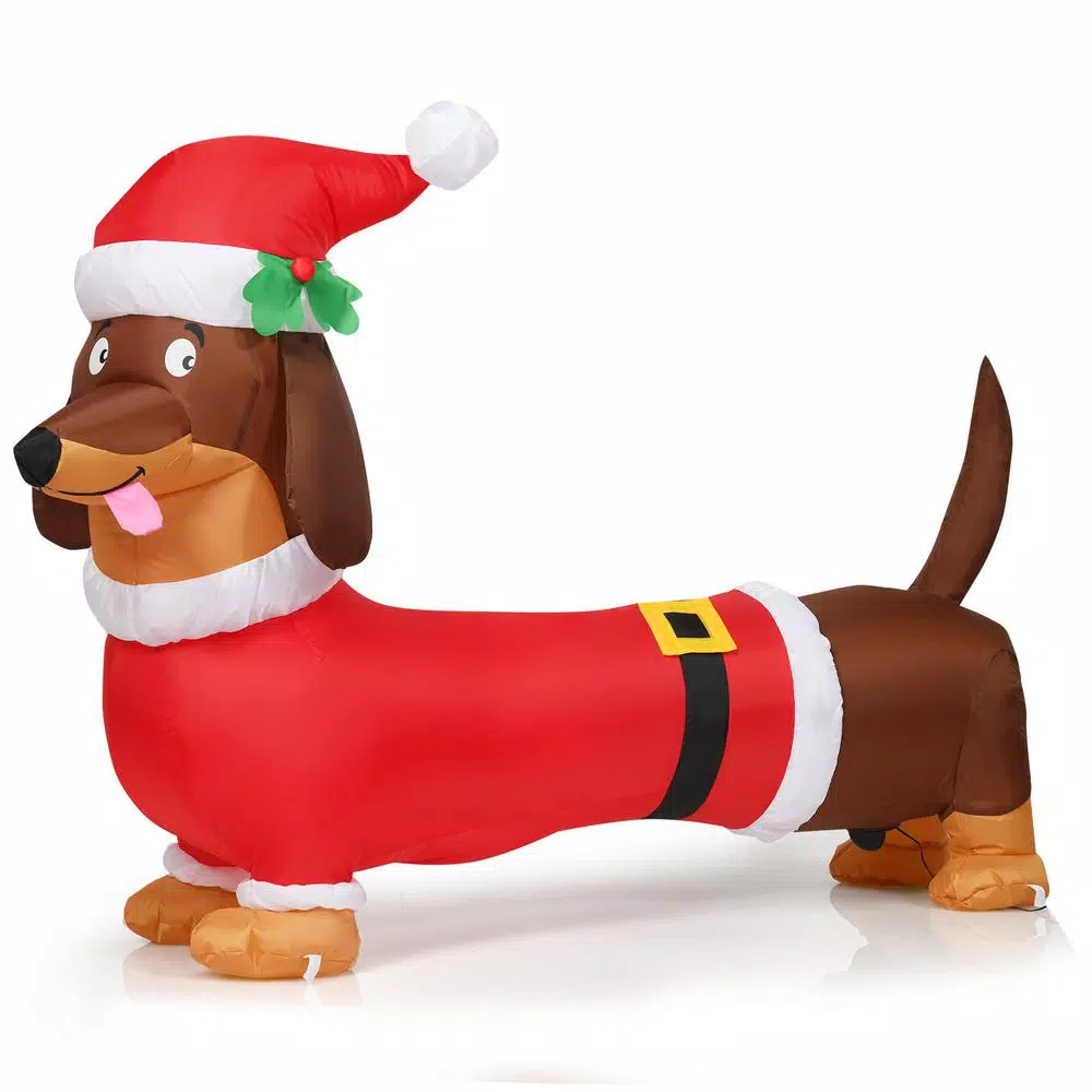 Costway 5 ft. Christmas Inflatable Dog with LED Lights and Waterproof Fan