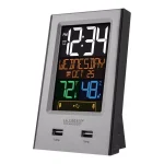 La Crosse Technology Digital Desktop Alarm Clock with Dual USB Charging Ports, Nap Timer, and Temperature/Humidity Display - Silver thumbnail 2