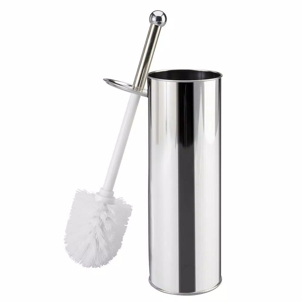 Bath Bliss Chrome Toilet Brush and Holder Set with Stainless Steel Canister