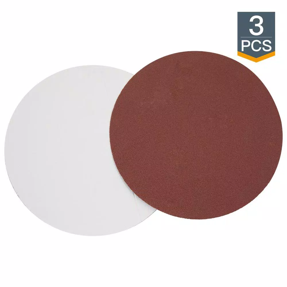 POWERTEC 12 in. 60 Grit Aluminum Oxide Sanding Discs, PSA Self-Stick (3-Pack)