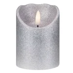 Northlight 4 in. Silver Glitter Flameless Battery Operated Christmas Decor Candle thumbnail 1