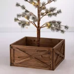 Glitzhome 22.09 in. Natural Wooden Tree Collar - Rustic Farmhouse Christmas Tree Box thumbnail 7