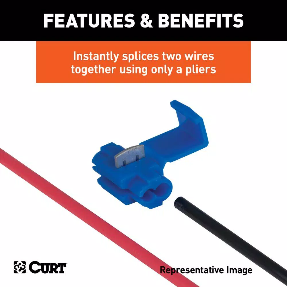 CURT Snap Lock Tap Connectors, 12-10 Gauge Wire, 100-Pack