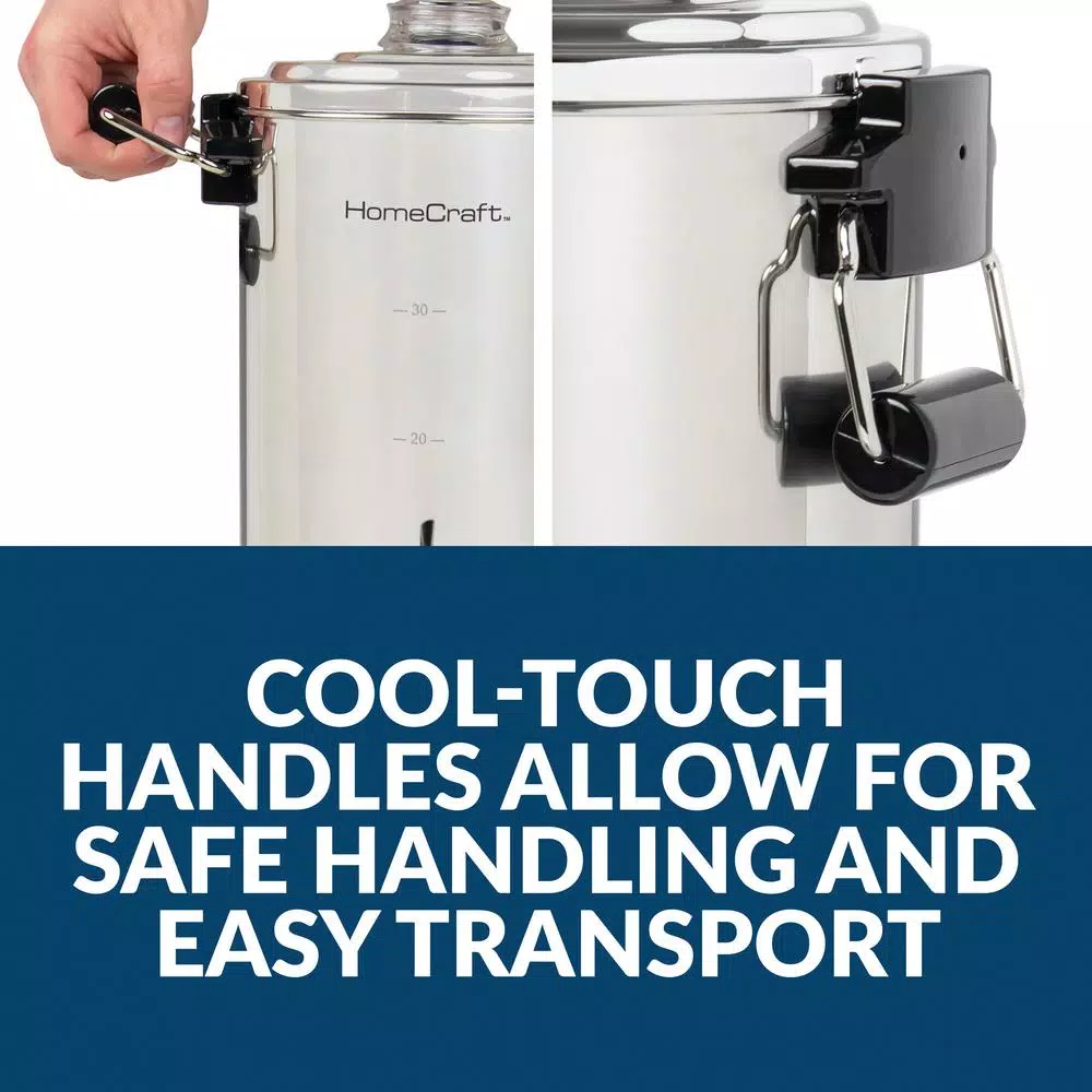 HomeCraft 30-Cup Stainless Steel Electric Coffee Urn with Reusable Filter