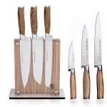SCHMIDT BROS. 7-Piece Zebra Wood and German Stainless Steel Knife Set with Magnetic Midtown Block thumbnail 1