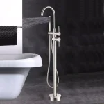 Vanity Art 46 in. Freestanding Single Handle Claw Foot Tub Faucet with Hand Shower, Brushed Nickel thumbnail 2