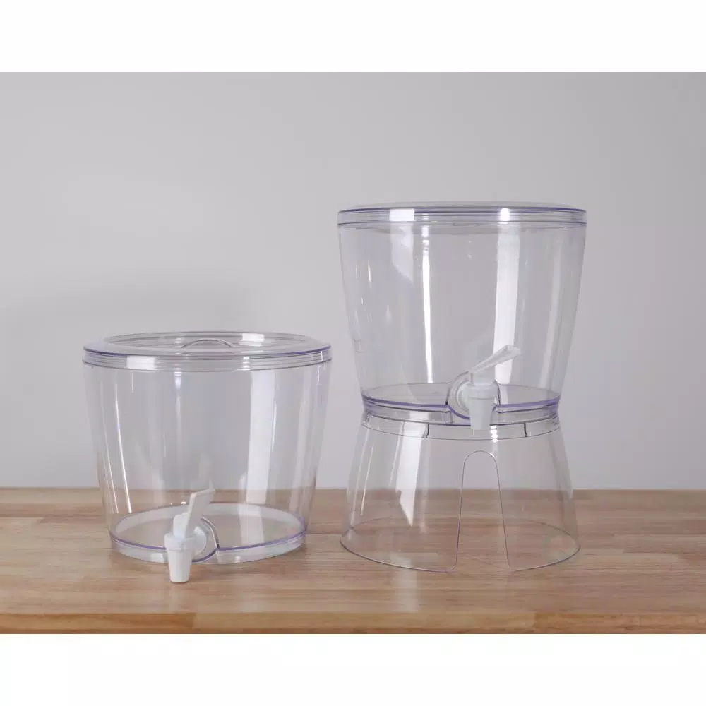Basicwise Stackable 1.4 Gal. Juice and Water Beverage Dispenser with Stand, Clear
