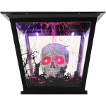 Haunted Hill Farm 71 in. Black Animated Skull Lamp Post with Spooky Music thumbnail 14