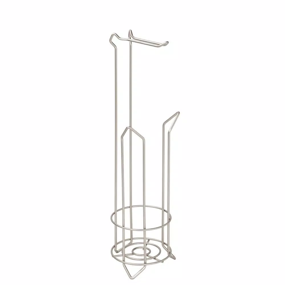 Bath Bliss Satin Nickel Toilet Paper Holder and Stand with Extra Roll Storage