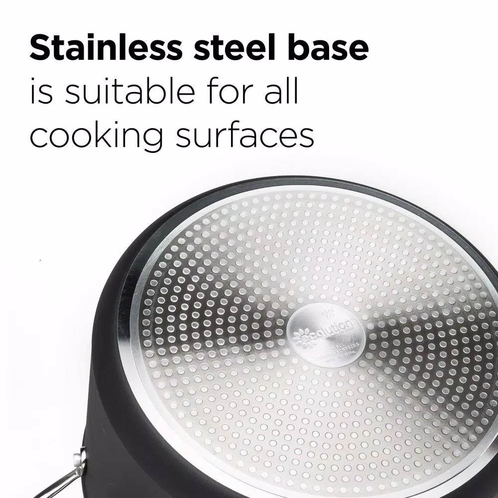 Ecolution Symphony 8 qt. Aluminum Nonstick Stock Pot with Glass Lid, Slate