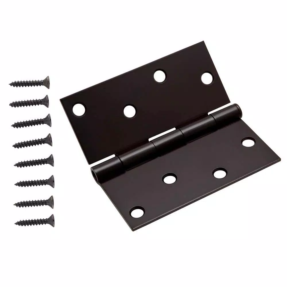 Everbilt 4 in. Matte Black Square Corner Smooth Action Butt Door Hinge, 3-Pack