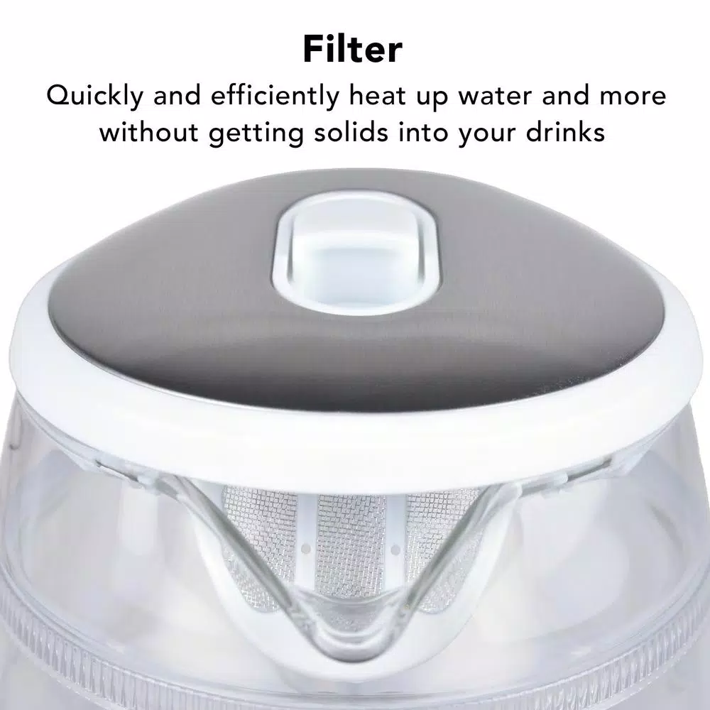 Tribest Glass Raw Tea Kettle, 1.7L Electric Kettle with Precision Temperature Presets, White