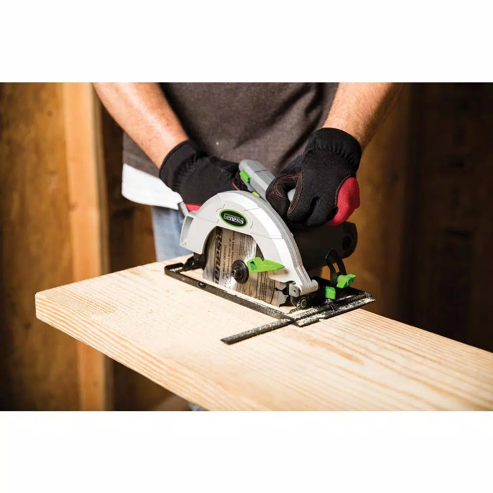 Genesis 7-1/4 in. 13 Amp Corded Circular Saw with Metal Lower Guard and Rip Guide
