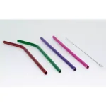 ExcelSteel 10 Pc Reusable Powder Coated Stainless Steel Straw Set with Cleaning Brushes - Colorful Multi-Color thumbnail 1