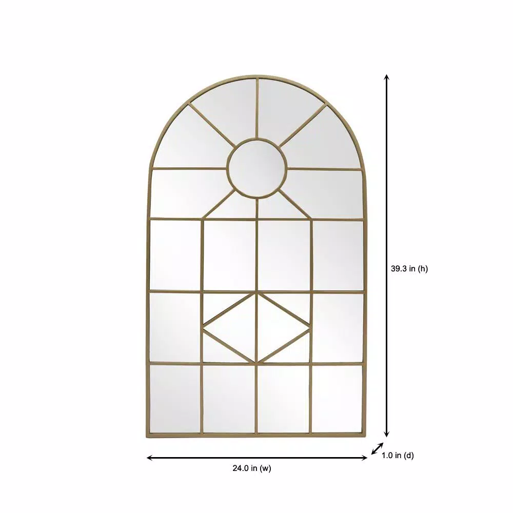 Home Decorators Collection Arched Gold Windowpane Accent Mirror, 24 x 39.3 in.