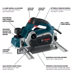 Bosch 6.5 Amp 3-1/4 in. Corded Planer Kit with Woodrazor Carbide Blades and Carrying Case thumbnail 2