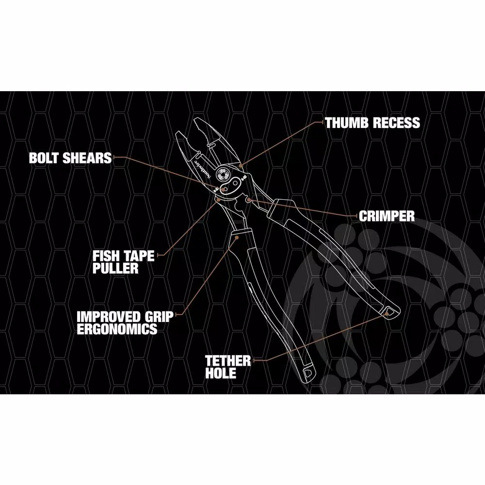 Southwire SCP9TPCB 9 in. Side-Cutting Combination Pliers Multi-Tool
