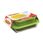 Marinex Classica 4-Piece Square Borosilicate Glass Roaster Set with Colored Plastic Lids thumbnail 1