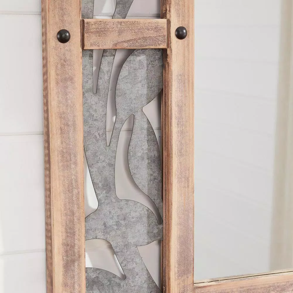 Home Decorators Collection Medium Rectangle Wood & Metal Antiqued Farmhouse Accent Mirror