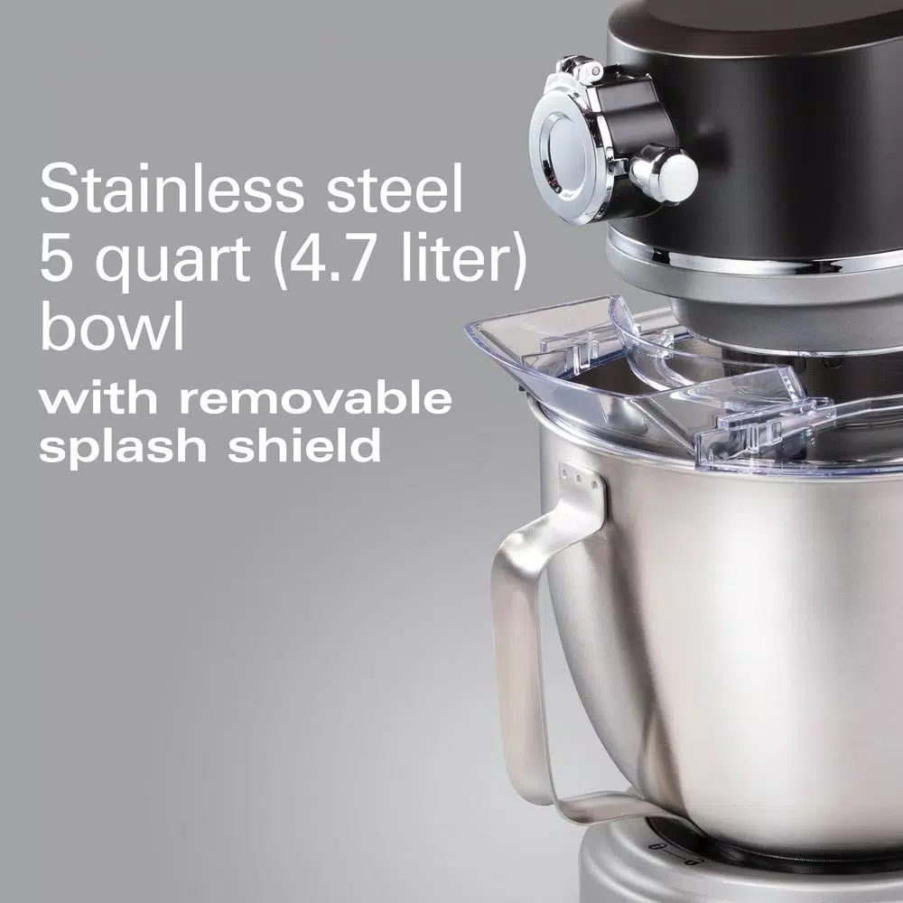 Hamilton Beach Professional All-Metal 12-Speed Stand Mixer, 4.5 Qt. Stainless Steel Bowl, Silver