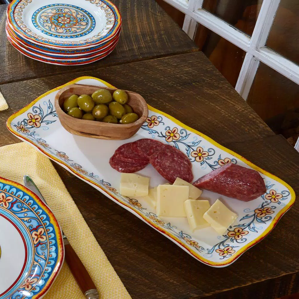 Euro Ceramica Duomo 16.75 in. Rectangular Stoneware Appetizer Platter