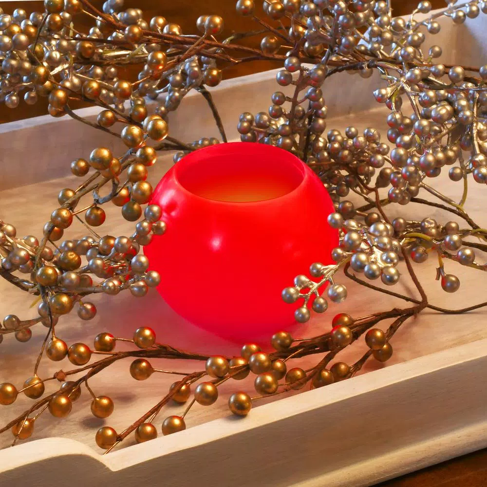 LUMABASE Red Battery Operated LED Wax Candles with Timer - Set of 2