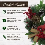 Fraser Hill Farm 24 in. Artificial Christmas Wreath with Pinecones, Burlap Bows and Wooden Truck thumbnail 3