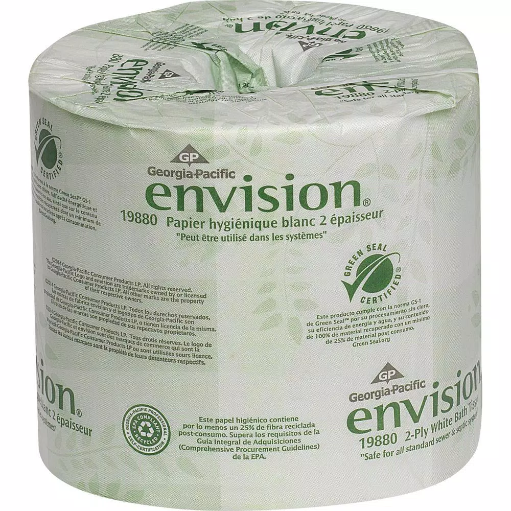 Georgia-Pacific Envision White Embossed 2-Ply Bathroom Tissue, 550 Sheets per Roll, 80 Rolls