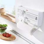 HOUSEHOLD ESSENTIALS Leifheit Wall Mount Paper Towel Holder with Spice Rack and Foil/Plastic Wrap Dispensers, White thumbnail 2