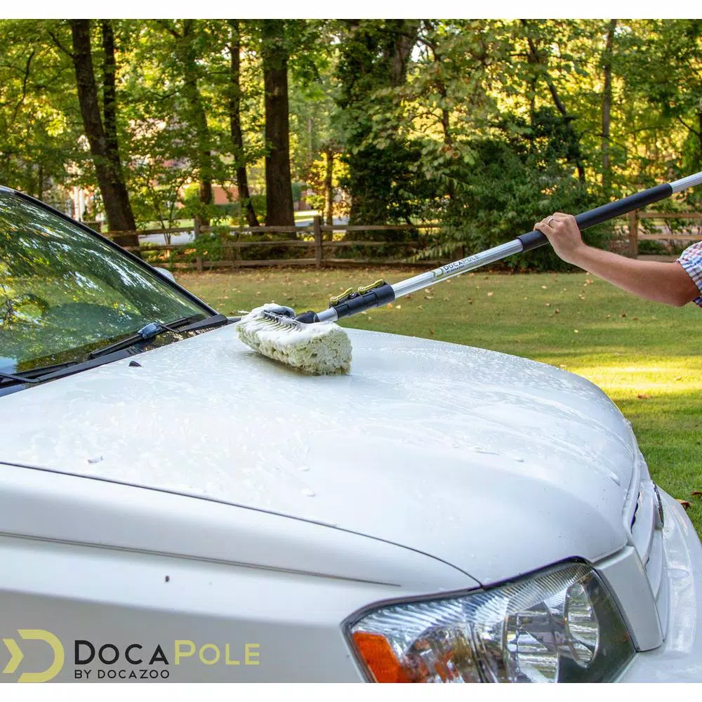 DocaPole 7 ft. to 30 ft. Telescopic Car Wash Cleaning Kit with Extension Pole, Squeegee, and Microfiber Mitts