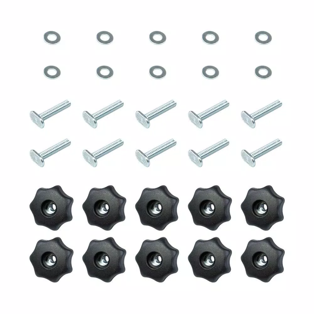 POWERTEC T-Track Knob Kit with 7-Star Knobs, Bolts, and Washers for Woodworking Jigs (10-Pack)