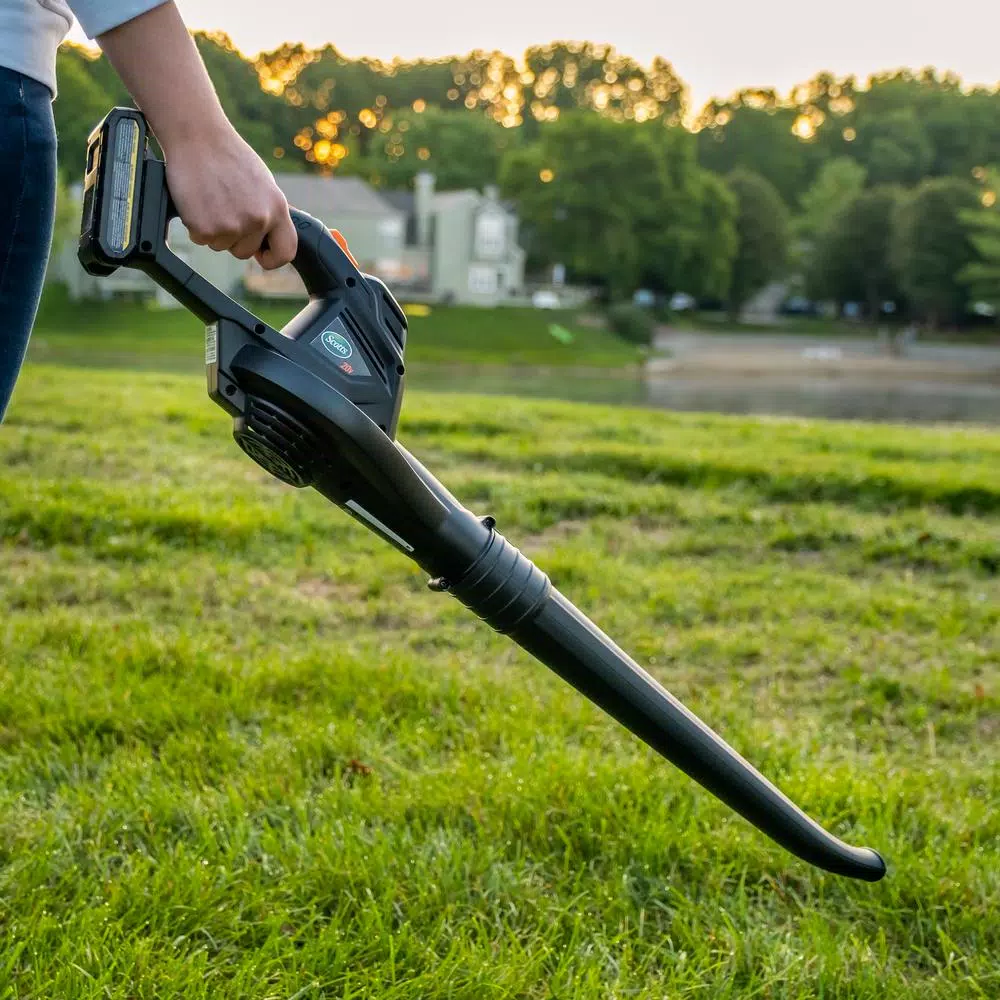 Scotts 20V Cordless Leaf Blower Kit with 2.0Ah Battery and Fast Charger, 130 MPH, 98 CFM