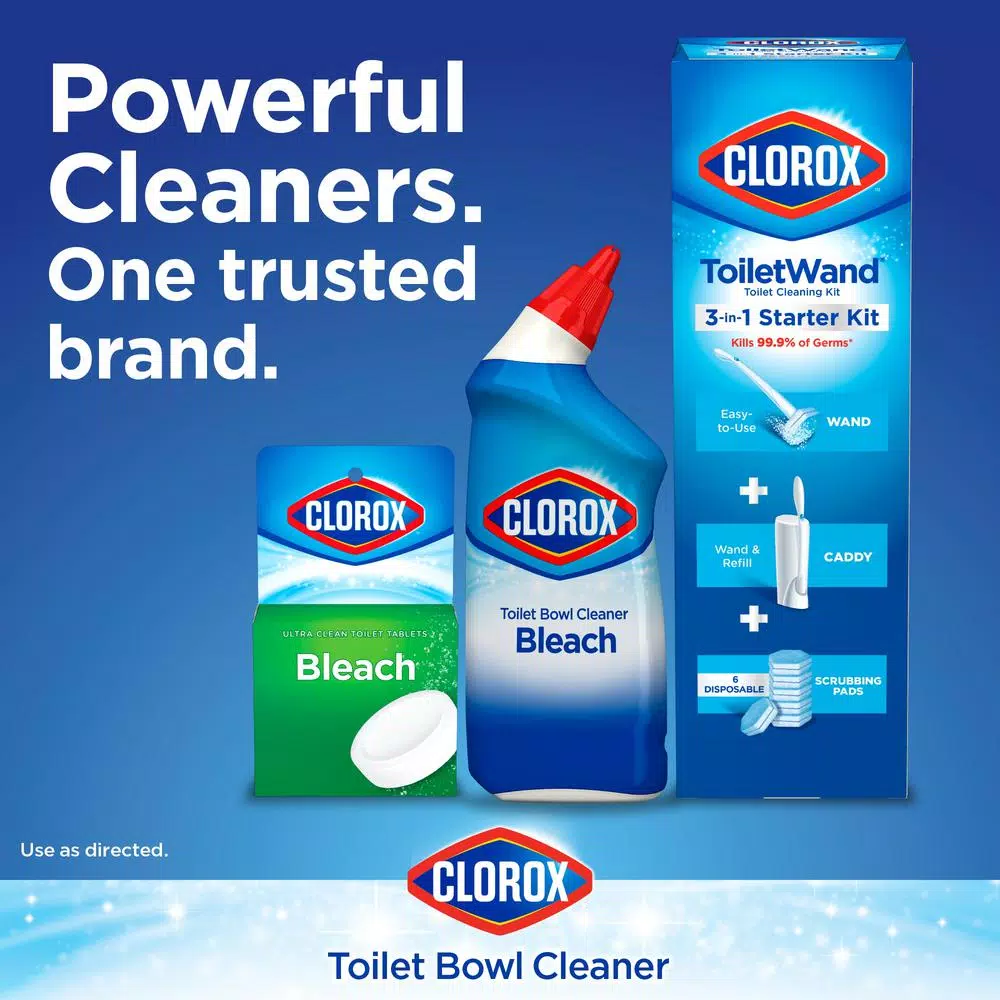 Clorox Toilet Bowl Cleaner with Bleach, Rain Clean Scent, 24 oz (2-Pack)