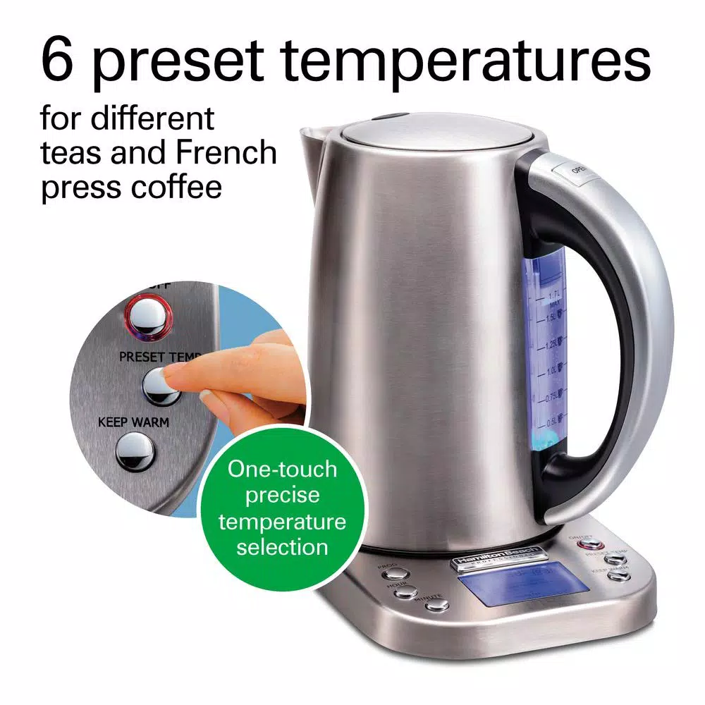 Hamilton Beach Professional 1.7L Stainless Steel Digital Electric Tea Kettle
