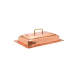 Old Dutch 8 Qt. Rectangular Copper over Stainless Steel Chafing Dish with Black Iron Stand thumbnail 3