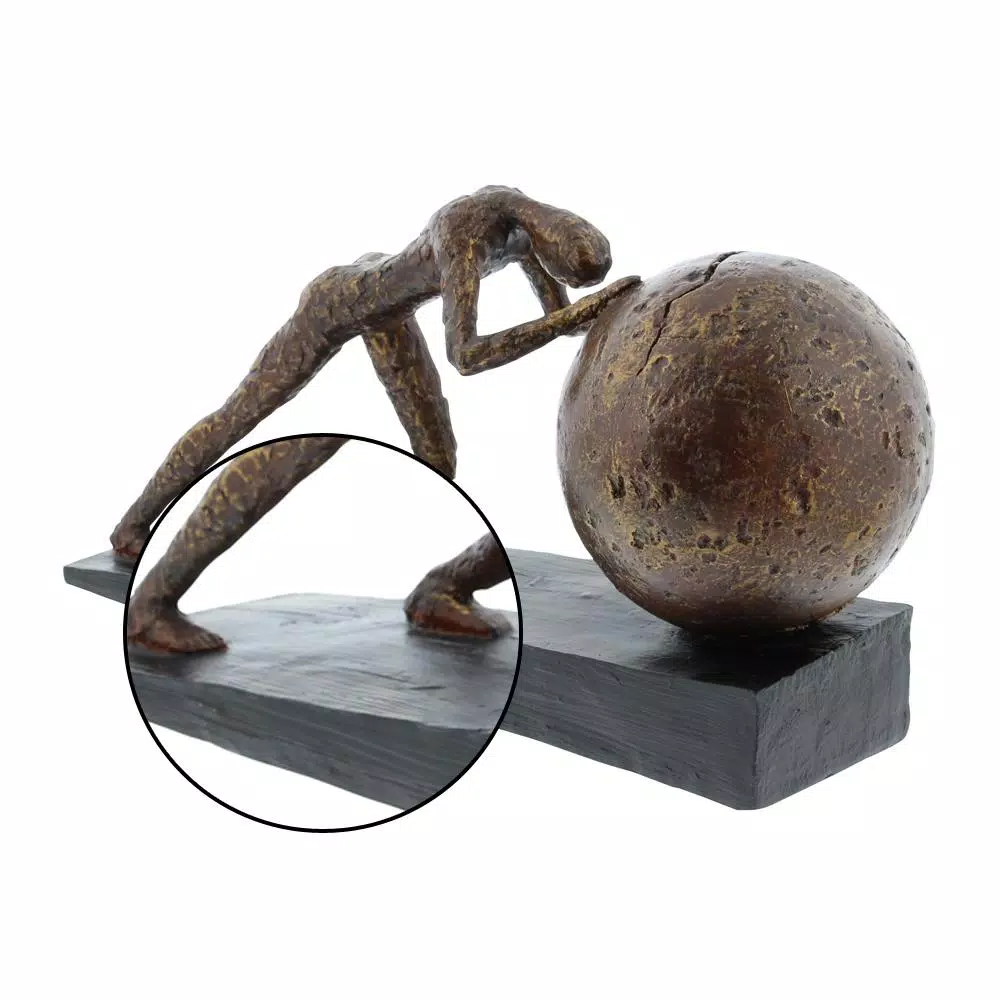 LITTON LANE Sportsman Abstract Polystone Sculpture - Modern Textured Statuary with Tarnished Bronze Finish