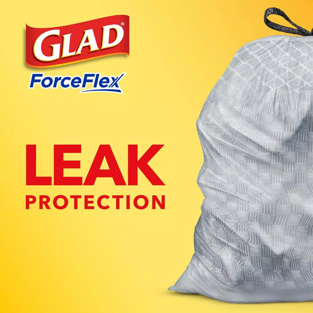 Glad ForceFlex 13 Gallon Tall Kitchen Drawstring Trash Bags, OdorShield, 110 Count