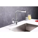 Vanity Art Brushed Nickel Single-Handle Pull Out Kitchen Faucet with 360 Degree Swivel Spout thumbnail 2