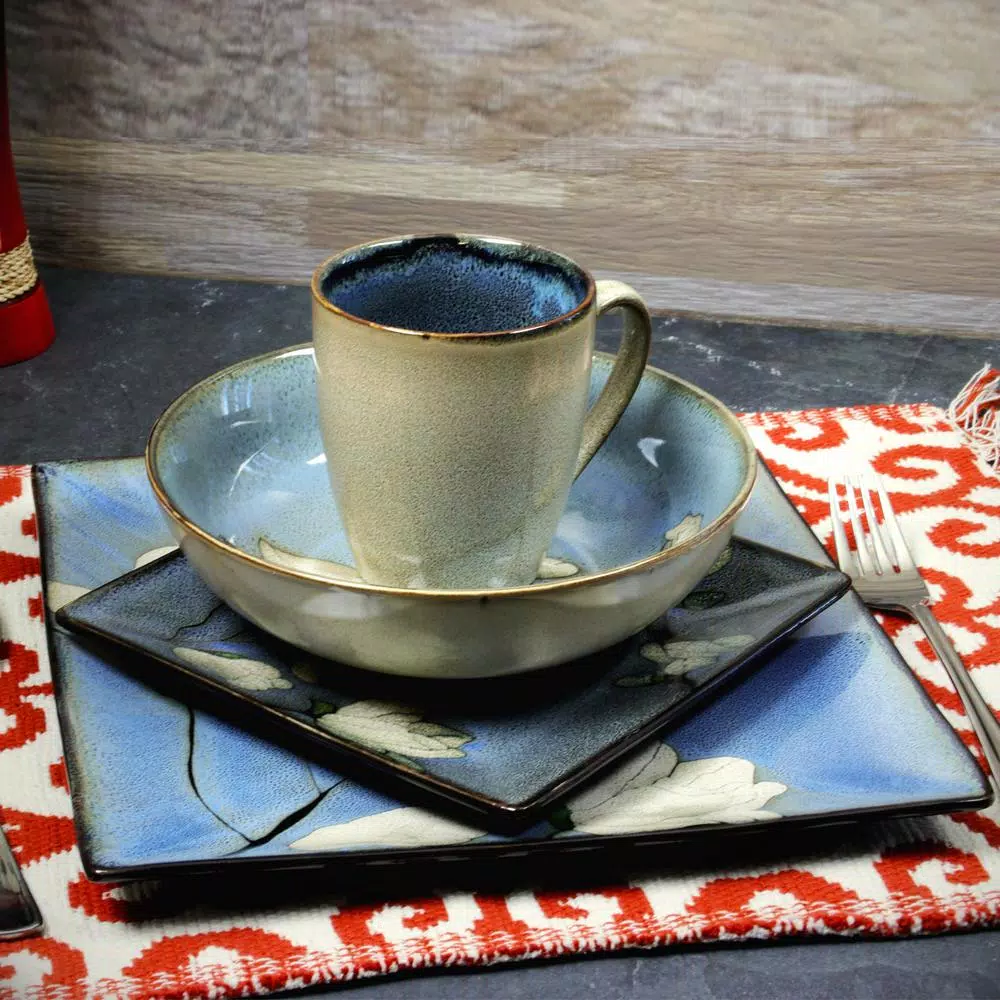 GIBSON elite The Gibson Bloomington 16-Piece Stoneware Dinnerware Set, Service for 4