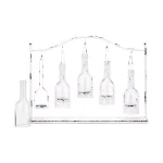 IMAX Persey 5-Votive Glass Bottle Hurricane Candle Holder, Distressed White Iron thumbnail 2