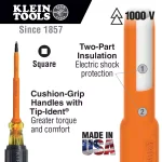 Klein Tools #2 11-5/16 in. Insulated Square Screwdriver, 1000V Rated thumbnail 2