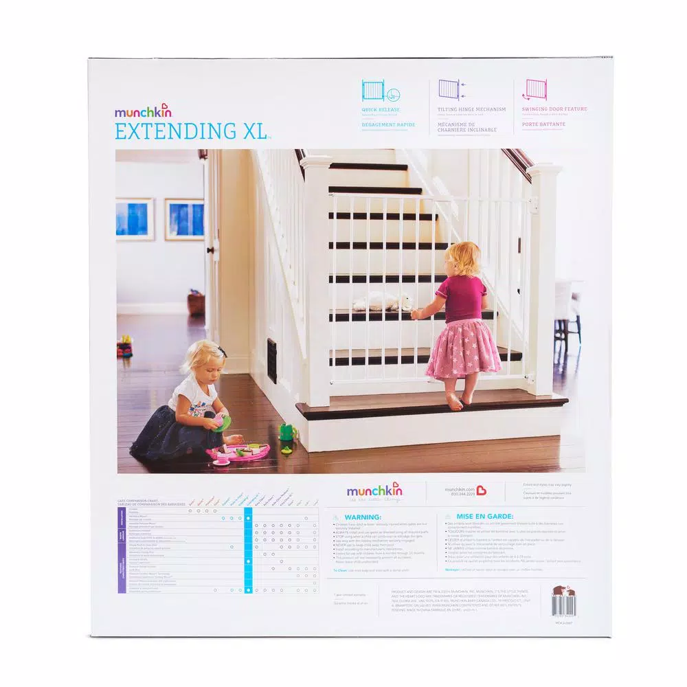Munchkin Extending XL Baby Safety Gate, Hardware Mounted, 33-56 in. Wide